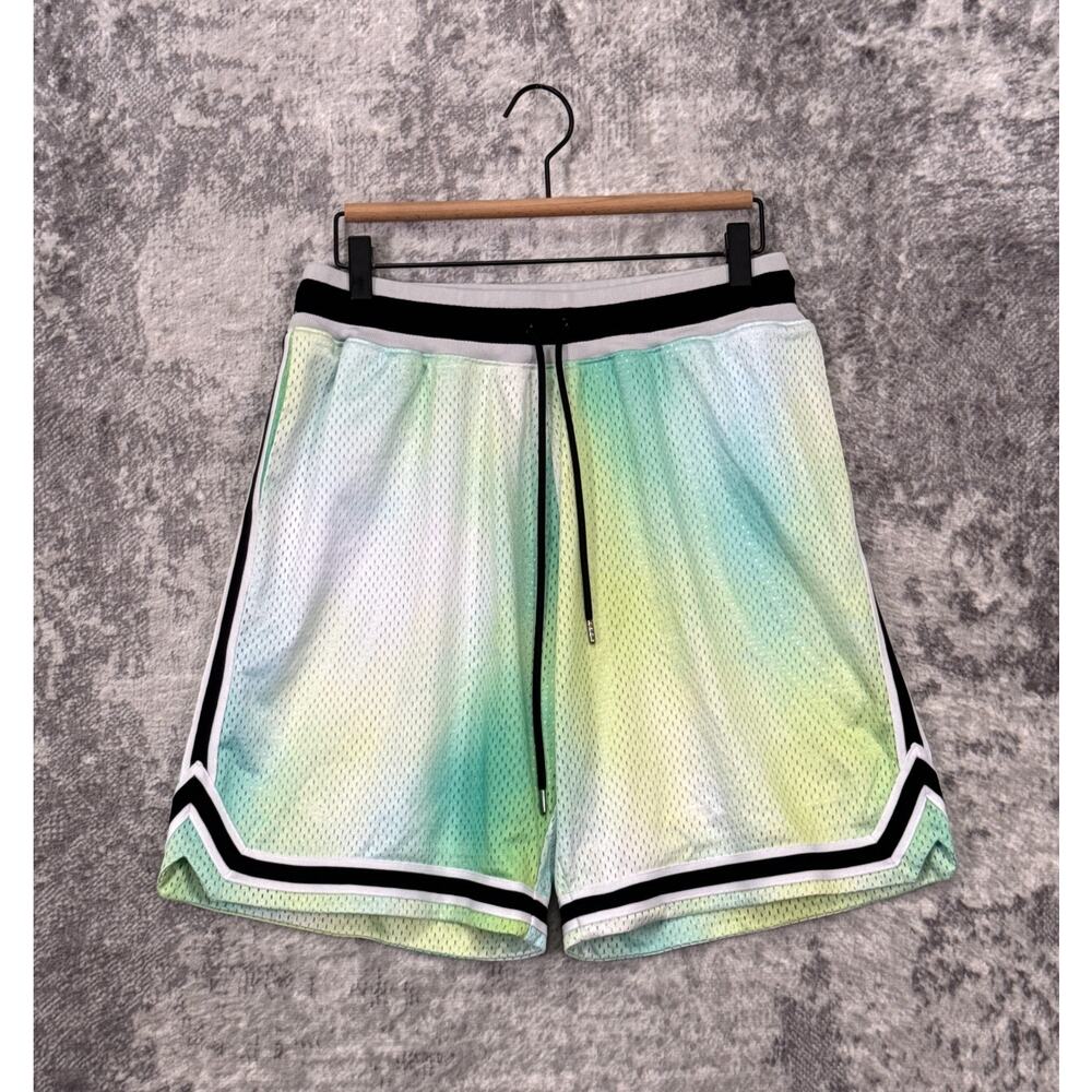 John Elliott Game Shorts 1 / Small Mens Tie Dye Basketball Sour Skittles